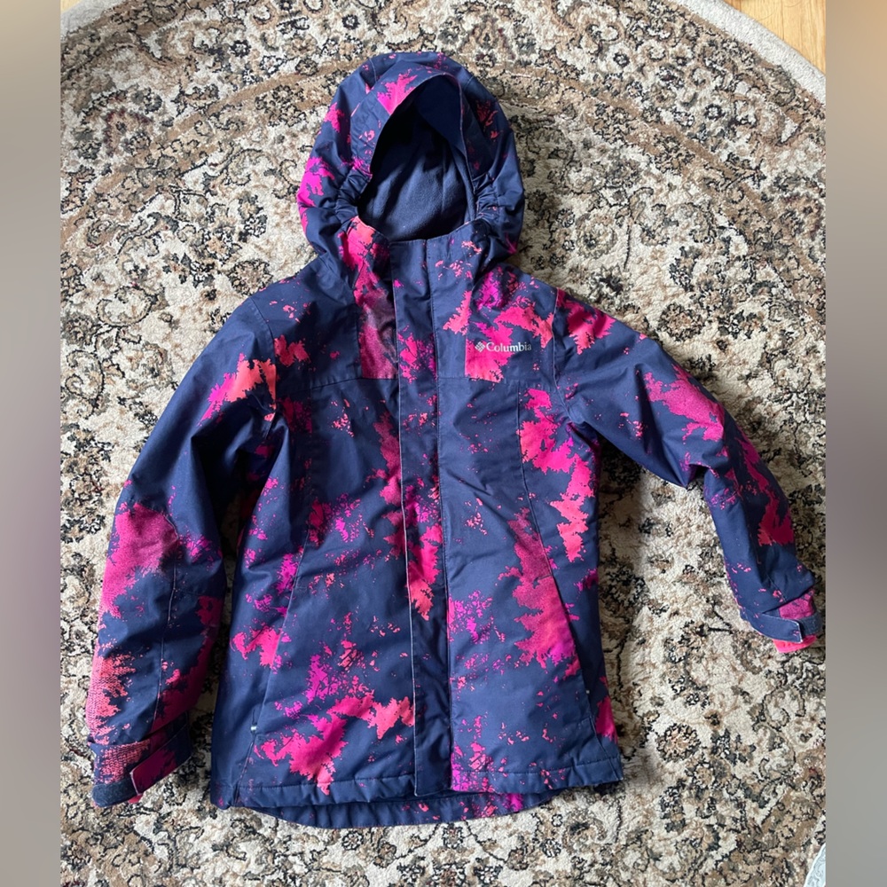 Columbia Girls Winter Jacket Size 10/12 Abstract Warm Snow Outdoors Colourful